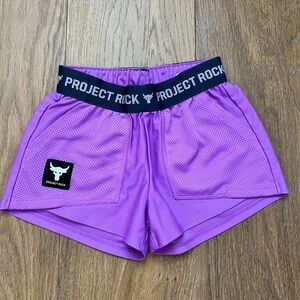 Under Armour Girls Project Rock Purple Shorts